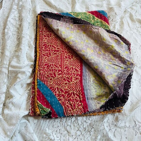 New - Vintage Indian Kantha Quilt Handmade Throw blanket - Picture 5 of 5